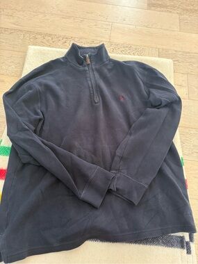 Ralph Lauren Navy Quarter-Zip Pullover with Red Pony